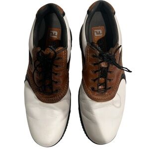 FOOTJOY Mens Contour Series Golf Shoes 54002 Brown/White Leather Mens 10 M